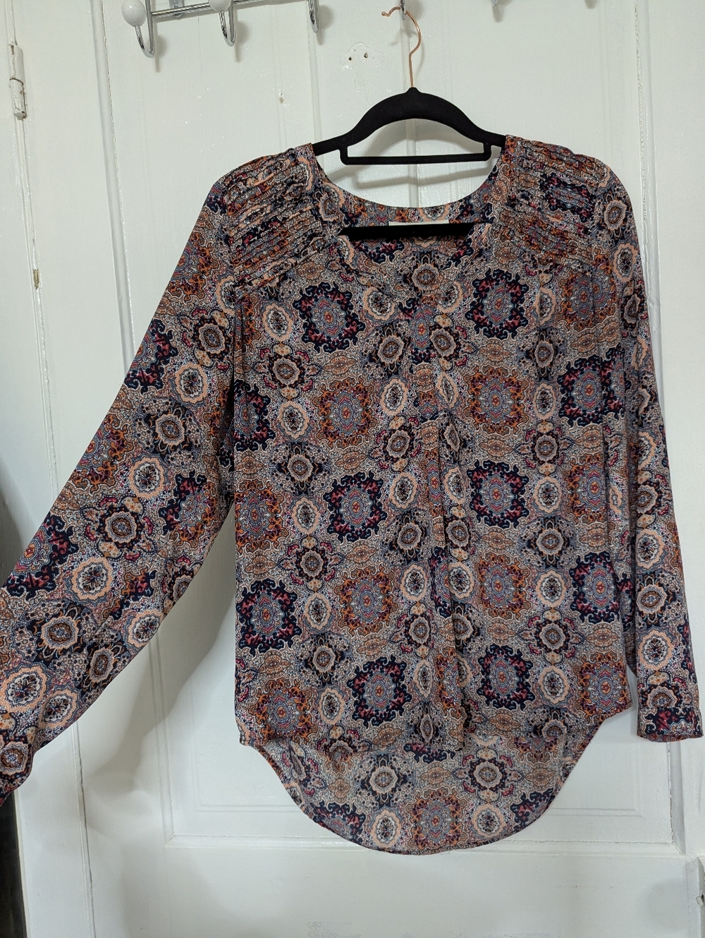 Printed Long-Sleeve Blouse